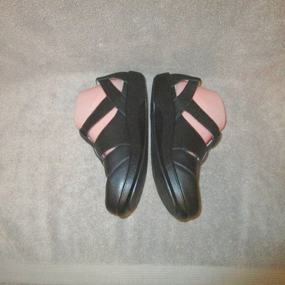 Alegria TRAQ Black Out LEATHER Comfort Size 38 US 8 8.5 SANDALS Fisherman ADJUST - Picture 9 of 13